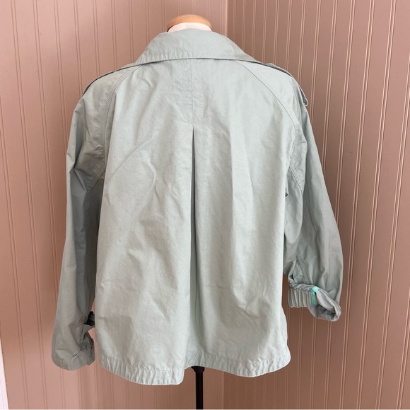 Anthropology Mint Green/Light Turquoise Cropped Trench Jacket Women’s L - Picture 7 of 9